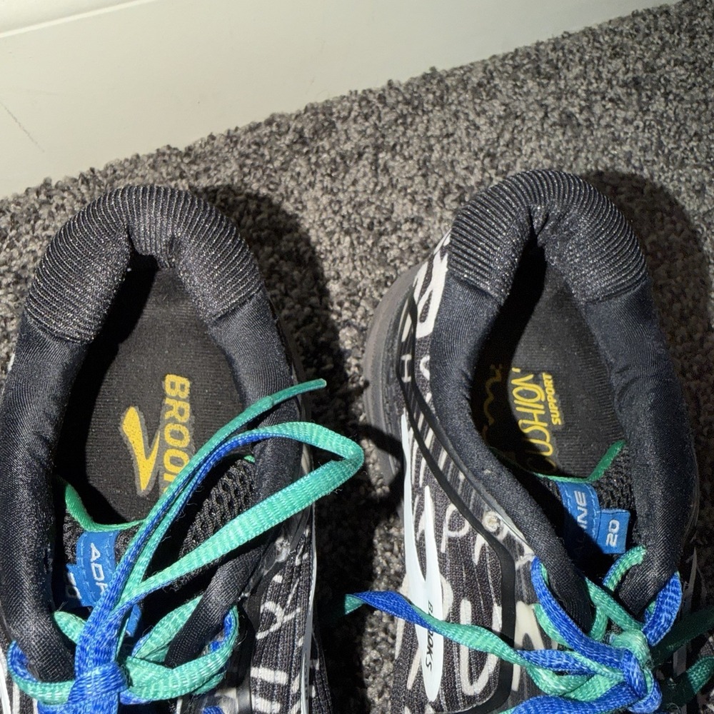 Brooks Womens Adrenaline GTS 20 Black Graphic Print Sz 10.5 Running Shoes Used - Picture 4 of 10